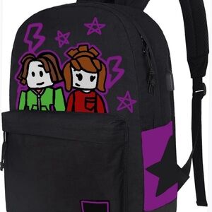 Roblox School Backpack with USB Port Black/Purple